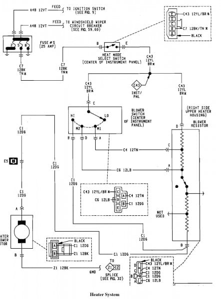 Heating Wiring Diagram 2001 Jeep Wrangler