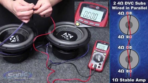 How To Wire Two Dual 4 Ohm Subwoofers To A 1 Ohm Final Impedance