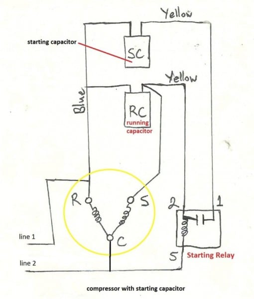 Starting Capacitor Wiring Diagram Motorer Run Air Conditioner 1024
