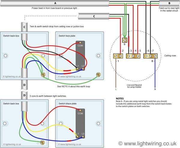 Wiring Diagram For 2 Way Switch Uk