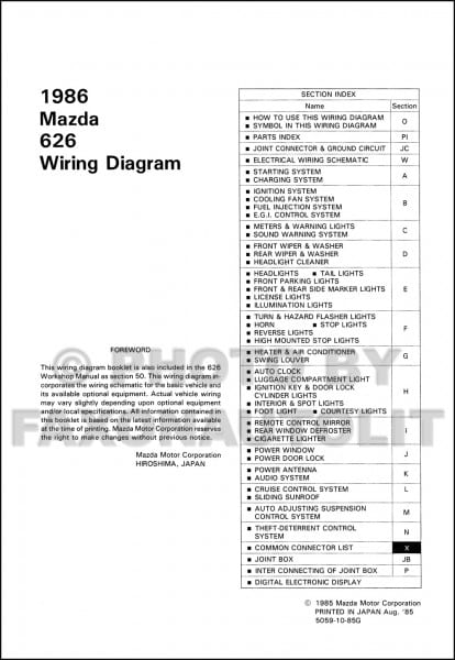 1986 Mazda 626 Wiring Diagram Manual Original