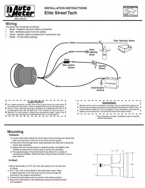 Pro Comp Tach Wiring Diagram Diagrams Schematics Within Autometer