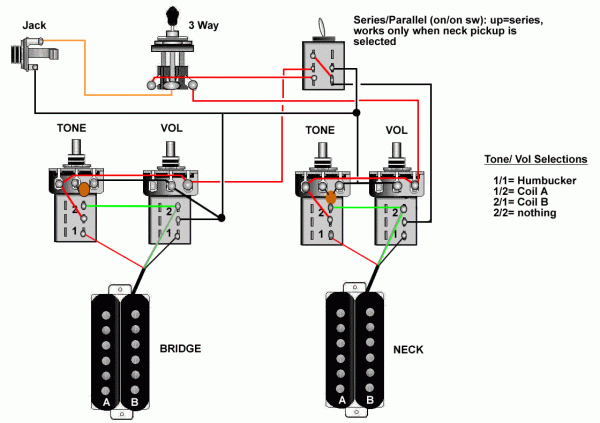 B Guitar Two Pickup Wiring Diagram
