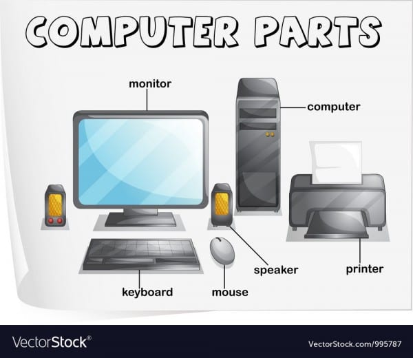 Computer Parts Diagram Royalty Free Vector Image