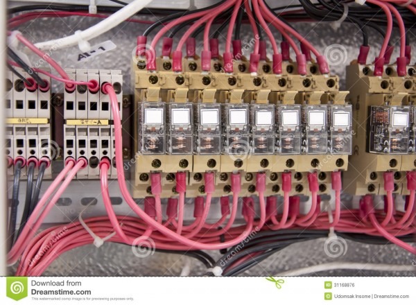 Electrical Wiring Control Panel Diagram Stock Photo