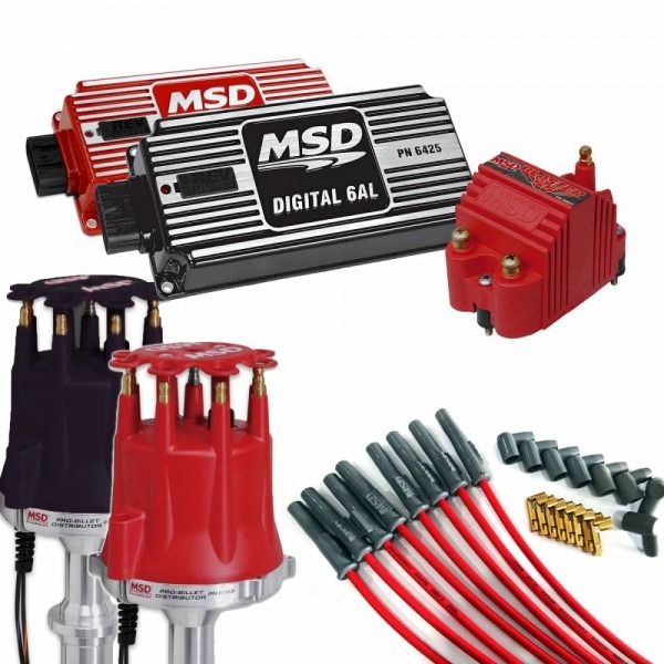Complete Msd Ignition Kit, Dist, Wires, Coil, And Ignition, Red
