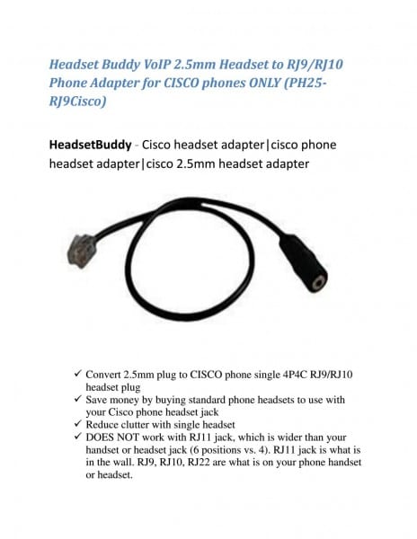 Cisco 2 5mm Headset Adapter By Bryan Daigle
