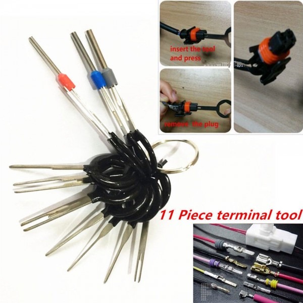 11pc Terminal Removal Car Key Tool Wiring Connector Pin Release