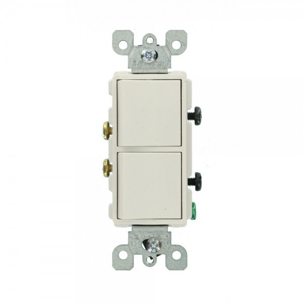 Leviton Decora 15 Amp Single Pole Dual Switch, White