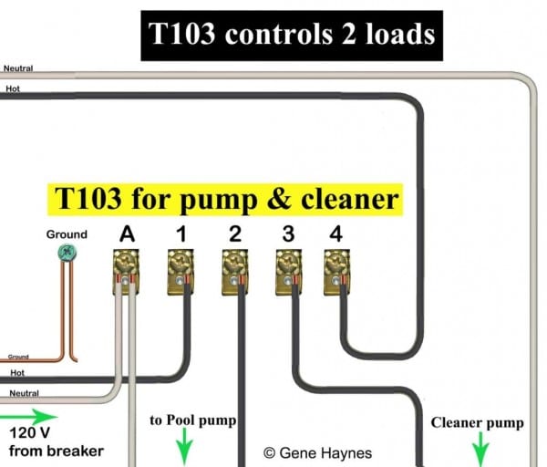 Wire T103 With 2 Breakers 120 Swimming Pool Timer Wiring Diagram