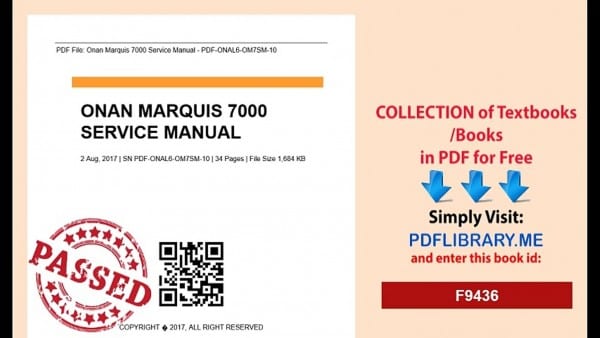 Onan Marquis 7000 Service Manual