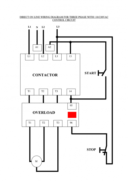 Three Phase Dol Starter Wiring Diagram Component Single Motor