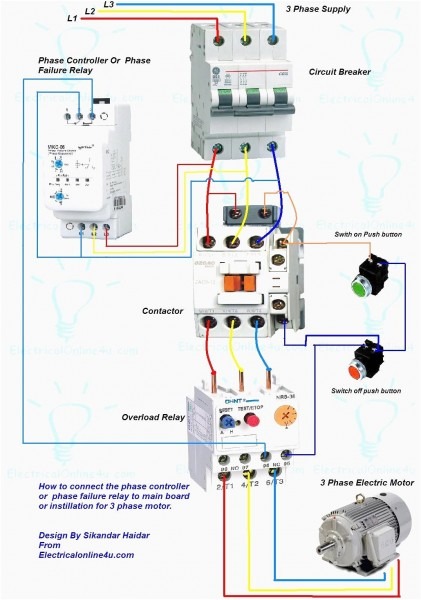 Wiring Diagram For Motor Starter 3 Phase Controller Failure Relay