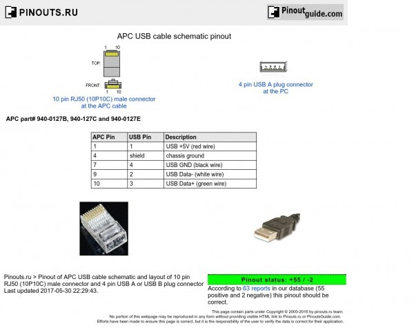 Apc Usb Cable Schematic Pinout Diagram @ Pinoutguide Com