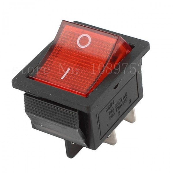 Kcd4 Dpst 4pin 2 Position On Off Rocker Switch Red Light Ac 15a