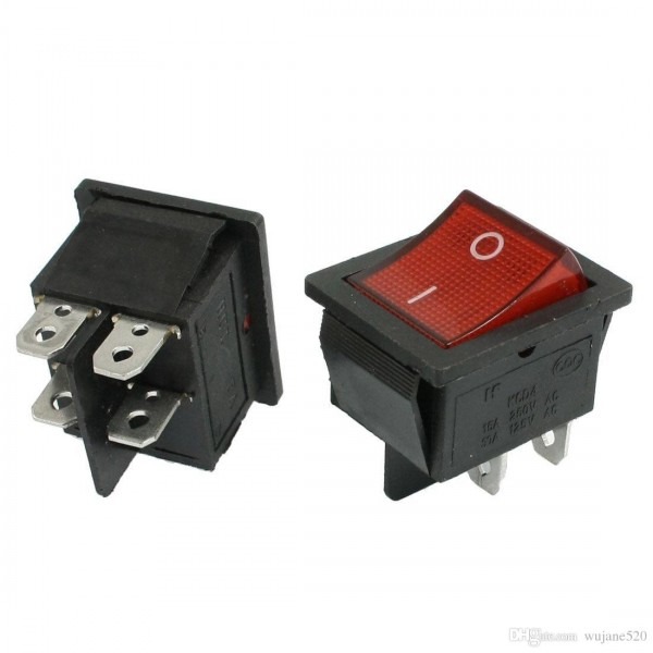Kcd4 Rocker Switch Dpst 4 Pins On
