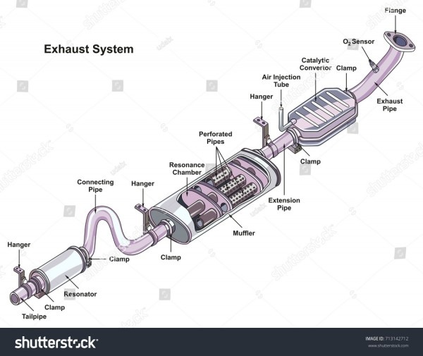 Exhaust System Infographic Diagram Showing All Stock Illustration