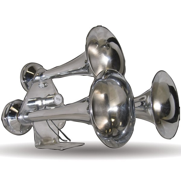 Chrome (brass Aluminum) 3 Trumpet Triangle Stack Train Horn