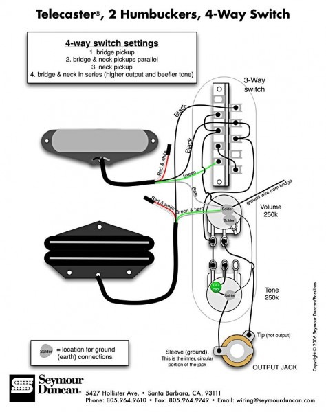Tele Wiring Diagram, 2 Humbuckers, 4
