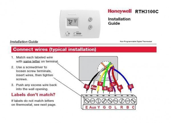 Honeywell Thermostat Rth3100c Wiring Diagram