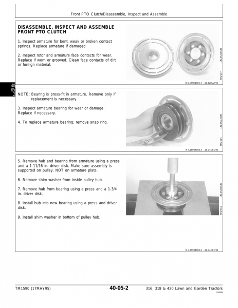 Disassemble, Inspect And Assemble Front Pto Clutch