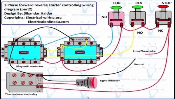 Reverse Forward Motor Control Circuit Diagram For 3 Phase (hindi