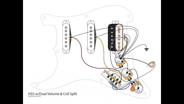 Hss Guitar W Dual Volumes, Master Tone And Coil Split