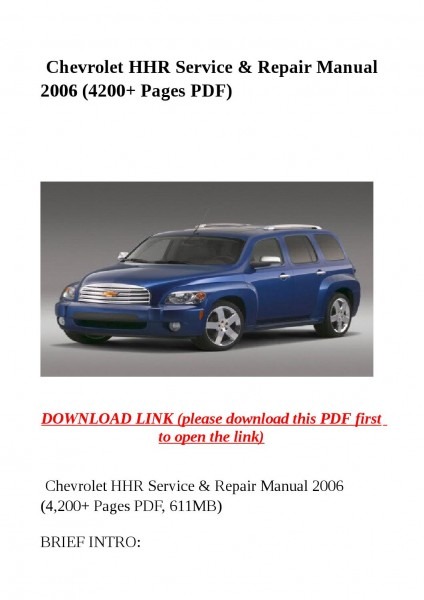 Chevrolet Hhr Service & Repair Manual 2006 (4200 Pages Pdf) By