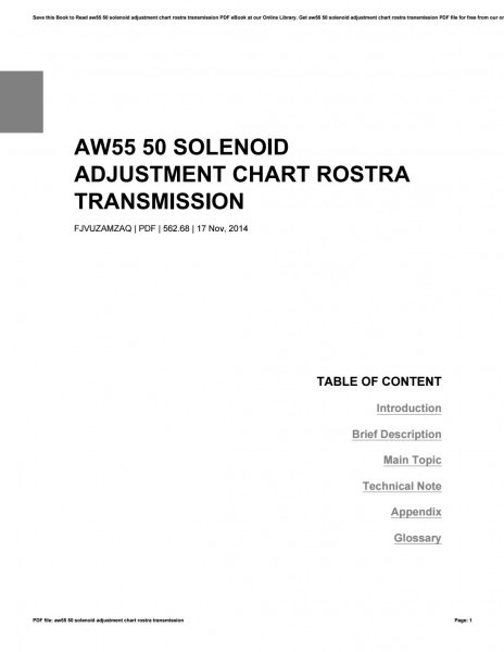 Aw55 50 Solenoid Adjustment Chart Rostra Transmission By