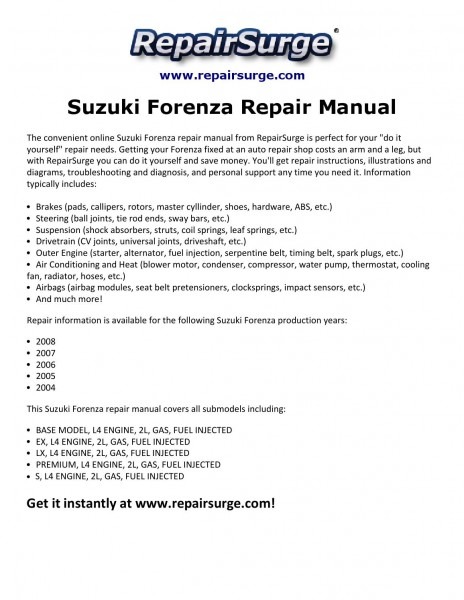 Suzuki Forenza Repair Manual 2004 2008 By Edward512