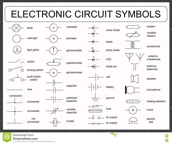 Set Of Electronic Circuit Symbols Stock Vector
