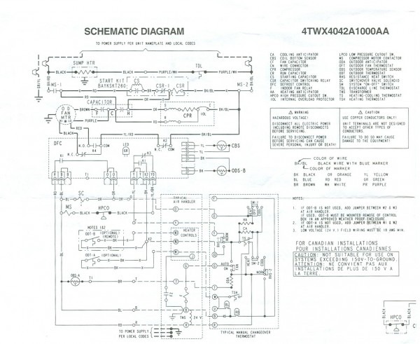 Trane Xt500c Thermostat Wiring Diagram