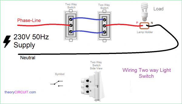 Two Way Light Switch Connection With Wiring Diagram Within Two Way