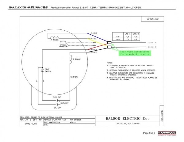 Get Baldor 5hp Motor Wiring Diagram Sample