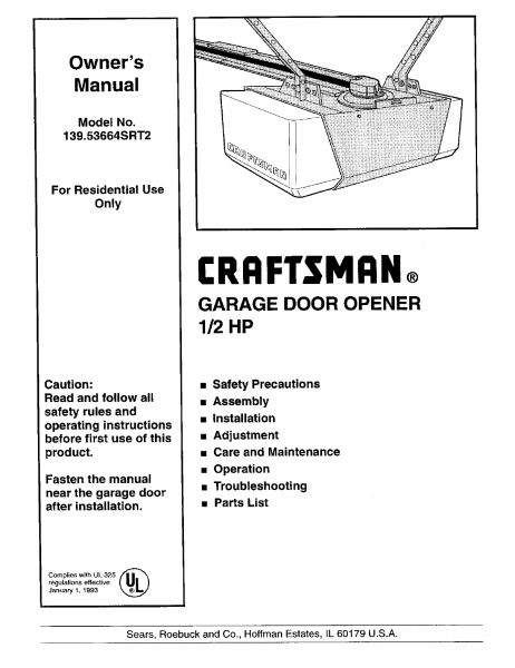 Craftsman Garage Door Opener Installation Manual 87 About Remodel