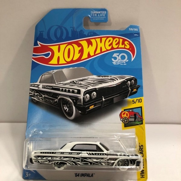 2018 Hot Wheels Hw Art Cars 5 10 '64 Impala White With Black