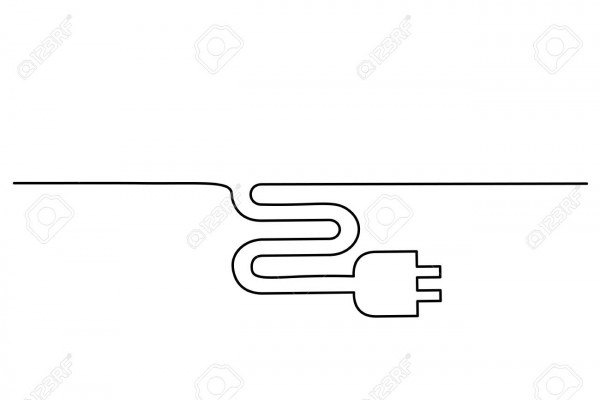 Continuous One Line Drawing  Electrical Plug Icon On White