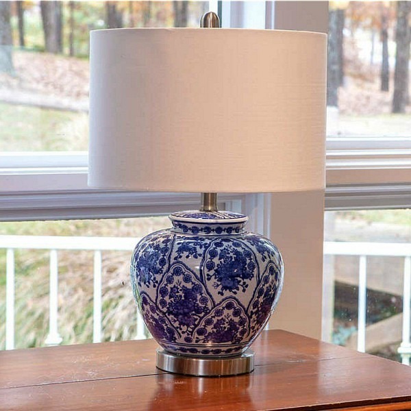 Stratford Blue & White Ceramic Table Lamp, A 3