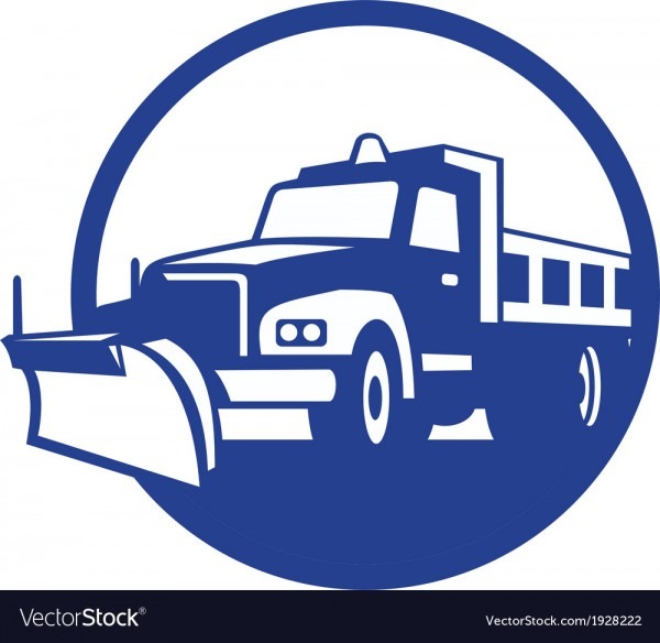 Snow Plow Truck Circle Retro Royalty Free Vector Image