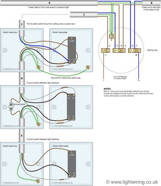 Three Way Light Switching Wiring Diagram (new Cable Colours
