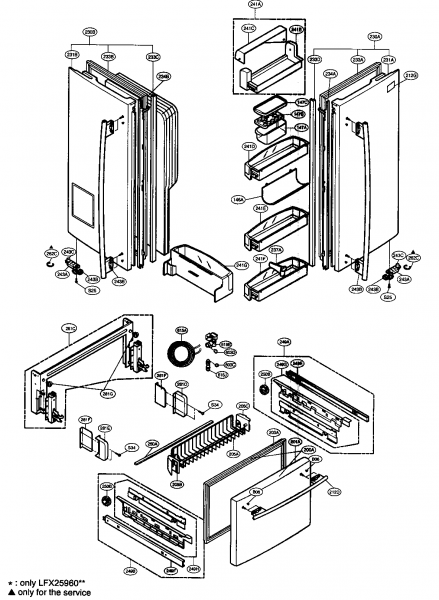 Lg Refrigerator Schematics, Door Parts Diagram & Parts List For