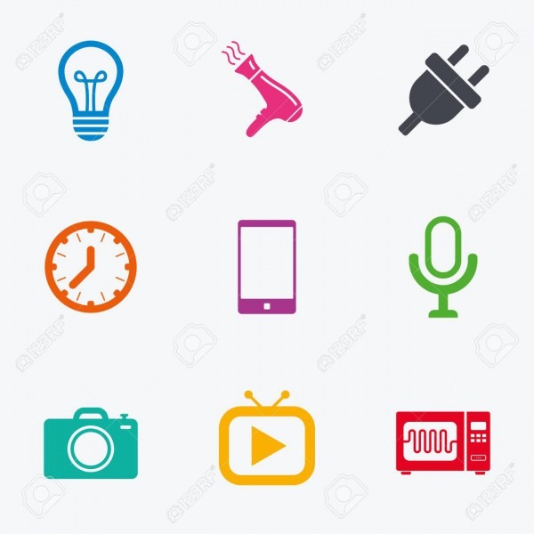 Home Appliances, Device Icons  Electronics Signs  Lamp, Electrical