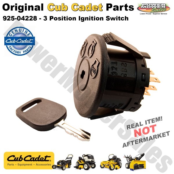 Genuine Cub Cadet Repl  3 Position Ignition Switch For Lawn Mowers