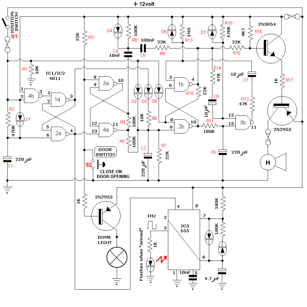 Car Alarm Circuit Diagram
