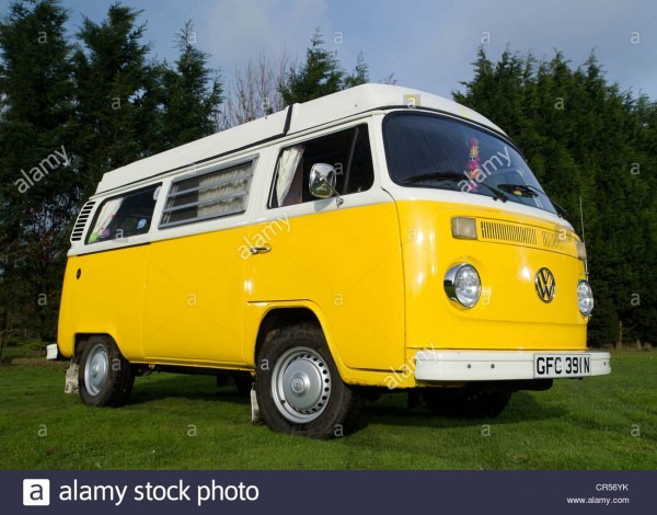 Bay Window Vw Volkswagen Camper Van, Micro Bus Stock Photo