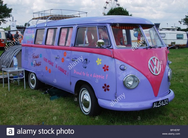 Classic Pink And Lilac Vw Bus Stock Photo  26815027