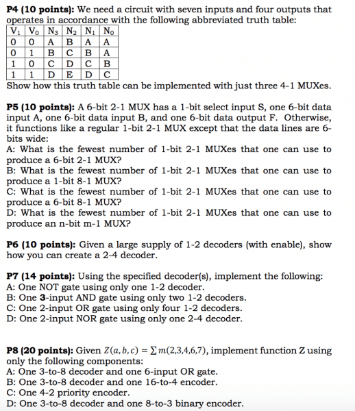 Solved  P4 (10 Points)  We Need A Circuit With Seven Input