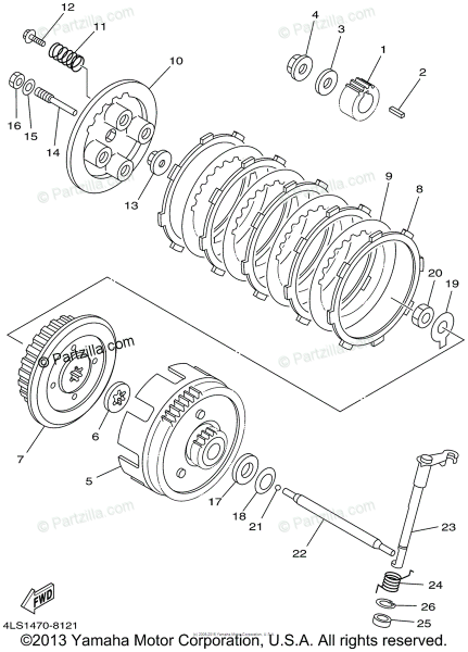 Yamaha Motorcycle 2002 Oem Parts Diagram For Clutch