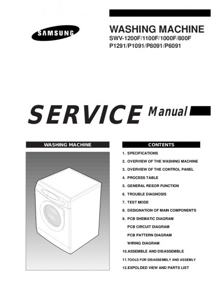 Download Samsung P1091 Front Load Washer Service (repair) Manual