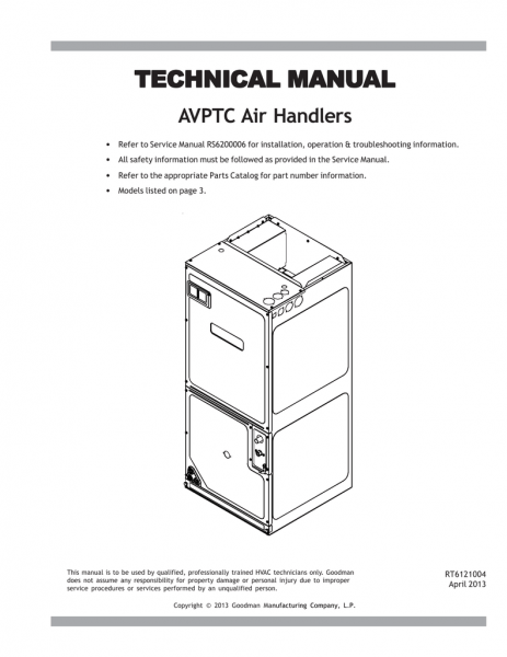 Goodman Avptc Technical Manual